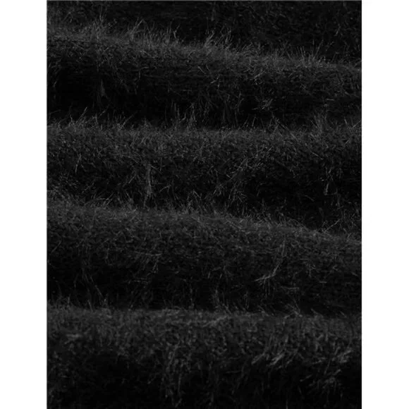 Women's Fuzzy Soft Oversized Solid Sweaters Crewneck Knit Casual Pullover